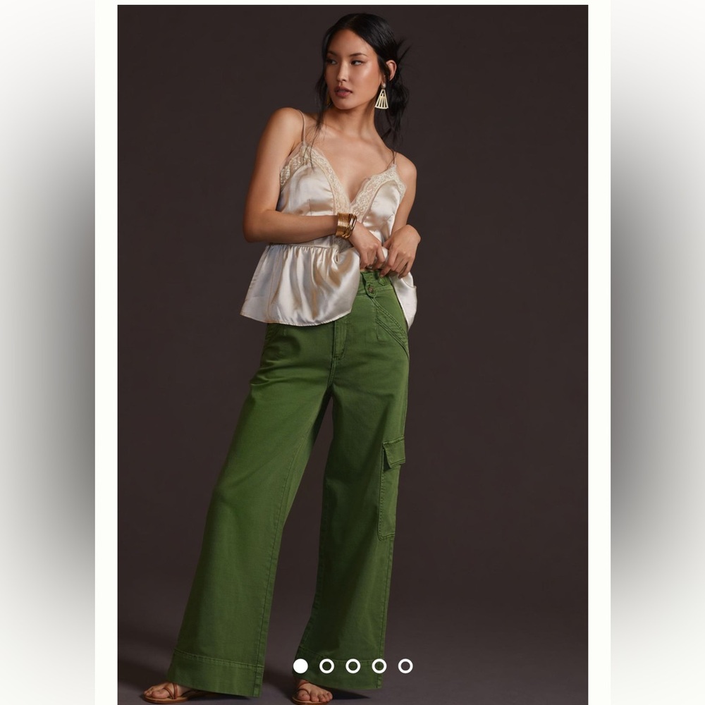 Pilcro Anthropologie women’s the High Wide stretch pant size 27 moss green